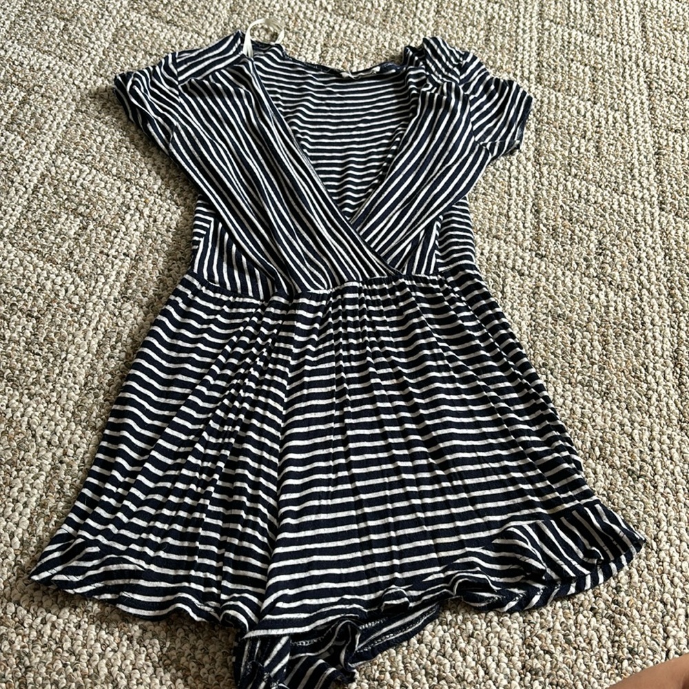 Navy blue and white romper